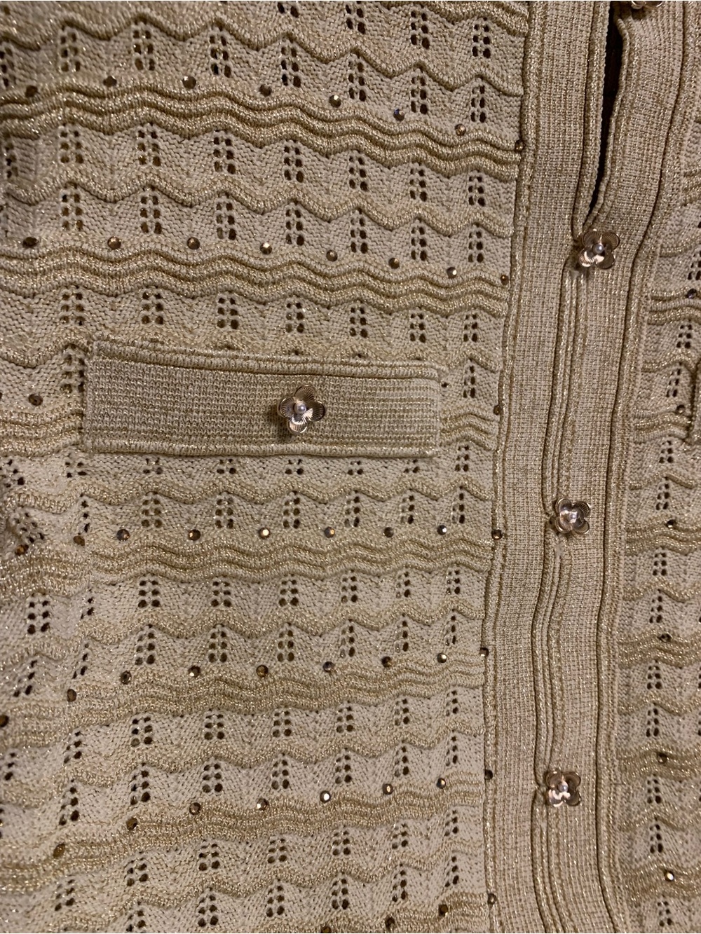Sandro Pale Yellow Crochet Maxi Dress with Gold Buttons - Picture 6 of 10